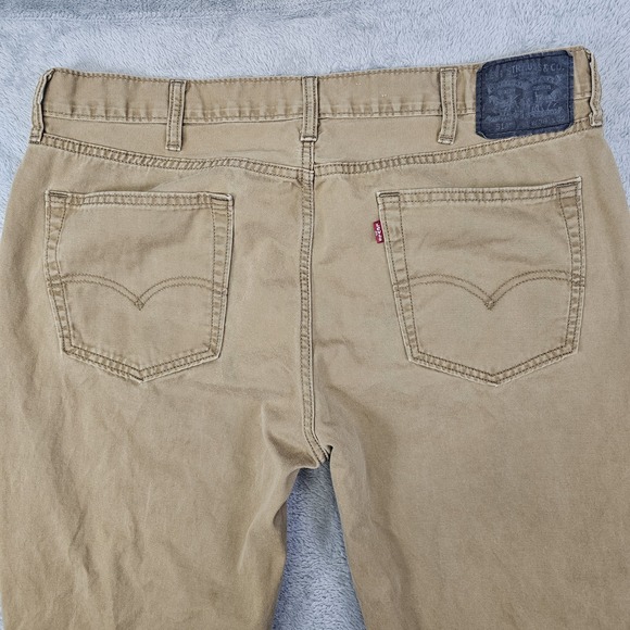 Levi's 514 Straight Fit Jeans Men's 38x31* Khaki Tan Cotton Twill Pants Mid Rise - Picture 5 of 9